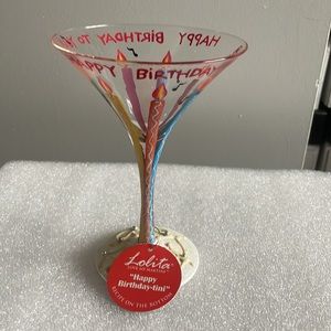 Lolita hand painted Happy Birthday-Tini martini glass